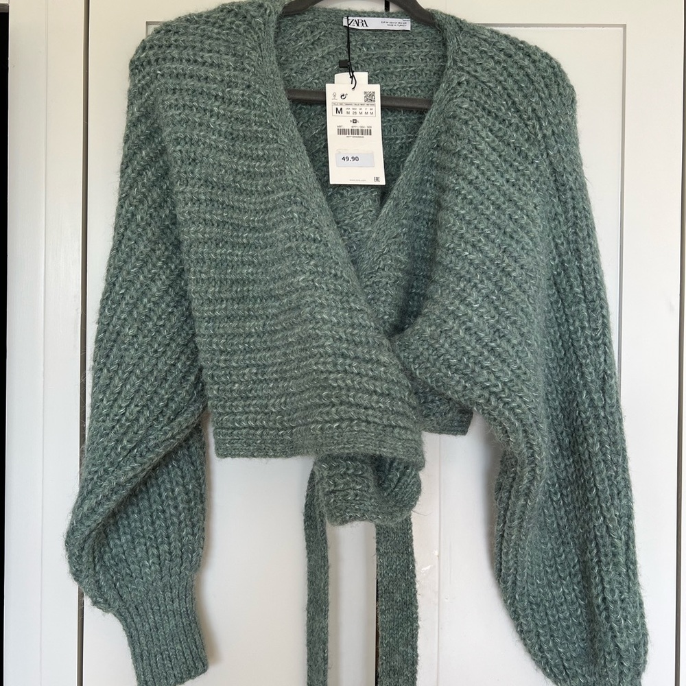 Zara Cropped Wrap Sweater
